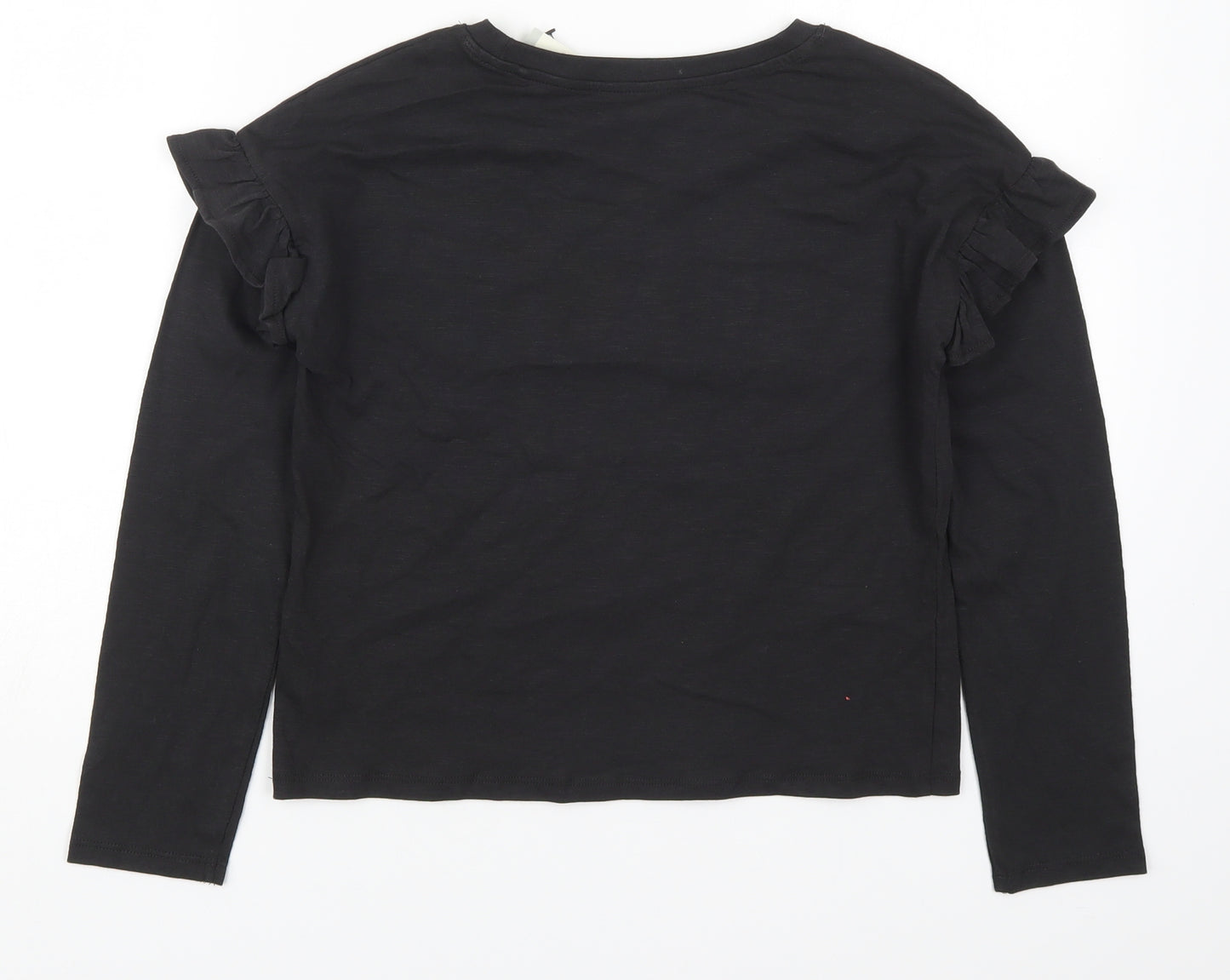 TU Girls Black  Cotton Basic T-Shirt Size 11 Years Crew Neck Pullover - Dance
