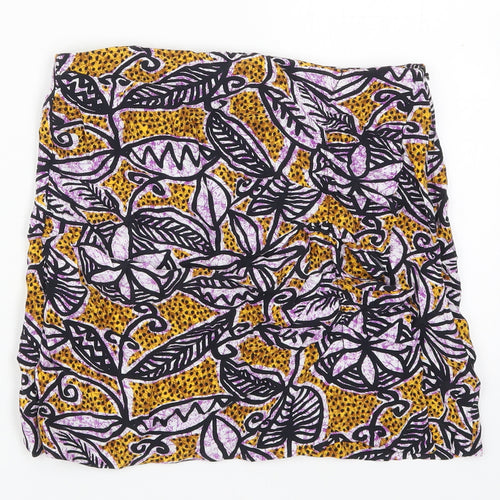 Zara Womens Multicoloured Geometric Viscose Mini Skirt Size S   Zip - Leaf Flower Print