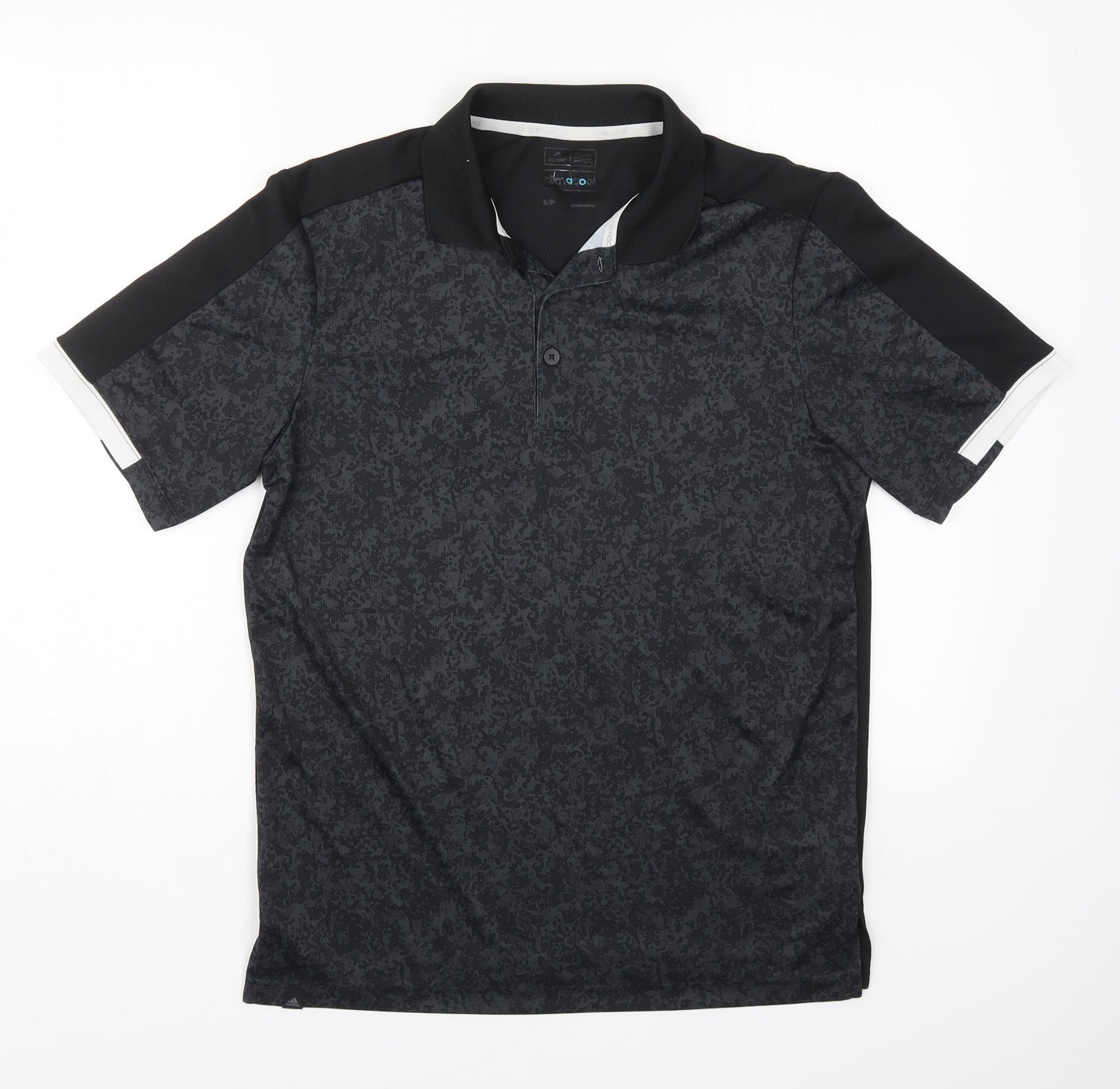 adidas Mens Black  Polyester  Polo Size S Collared Pullover - Grey