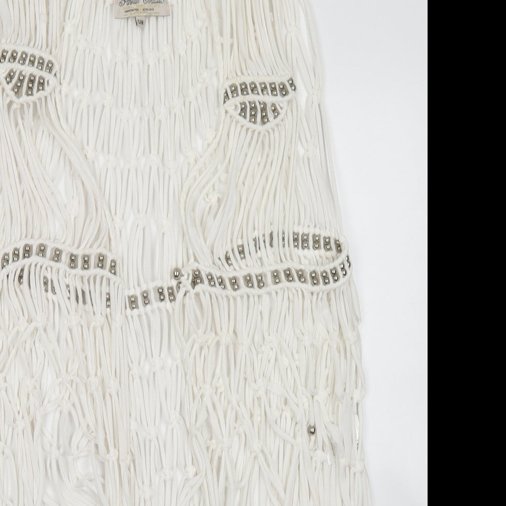 Parisian Collection Womens White Round Neck  Polyester Vest Jumper Size S