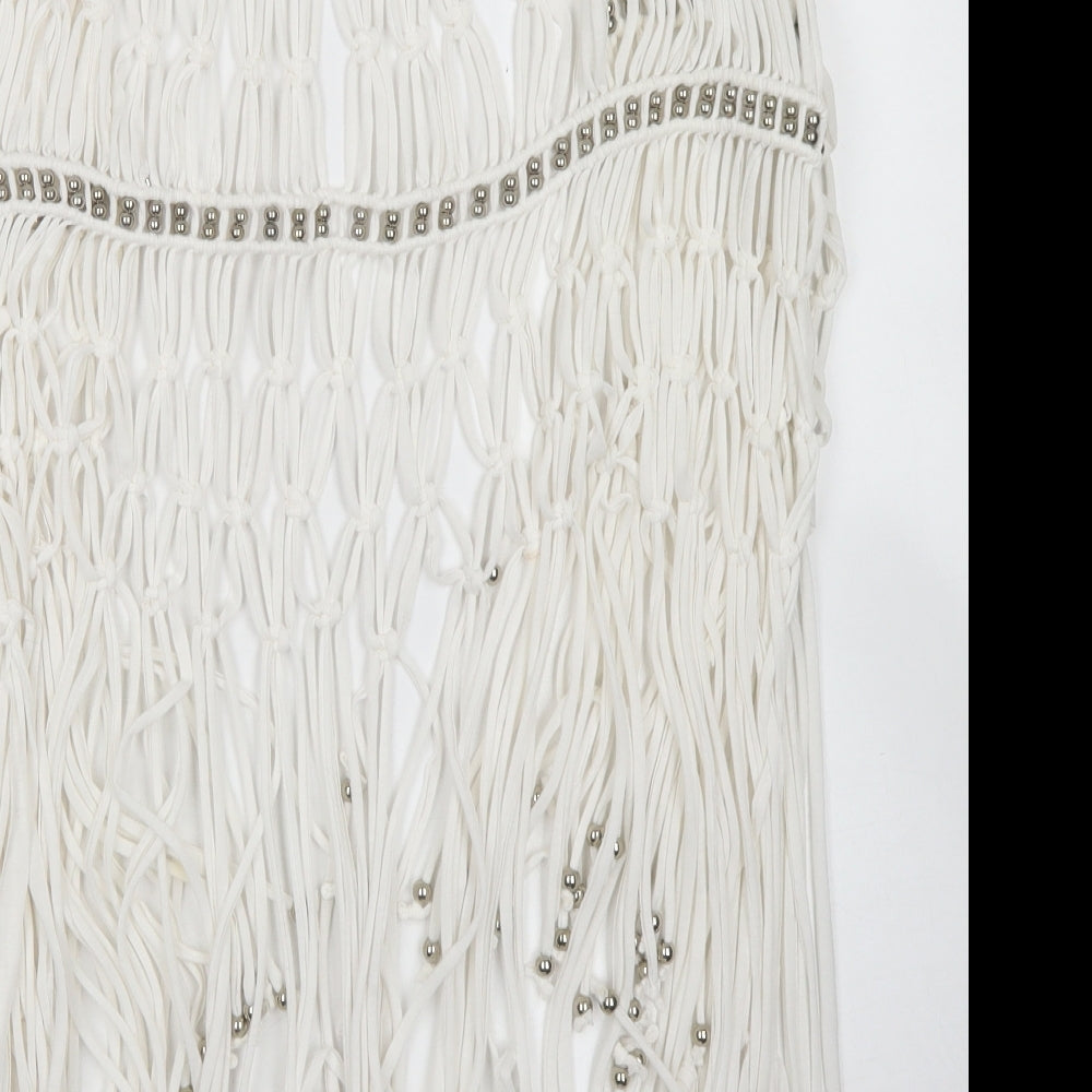 Parisian Collection Womens White Round Neck  Polyester Vest Jumper Size S