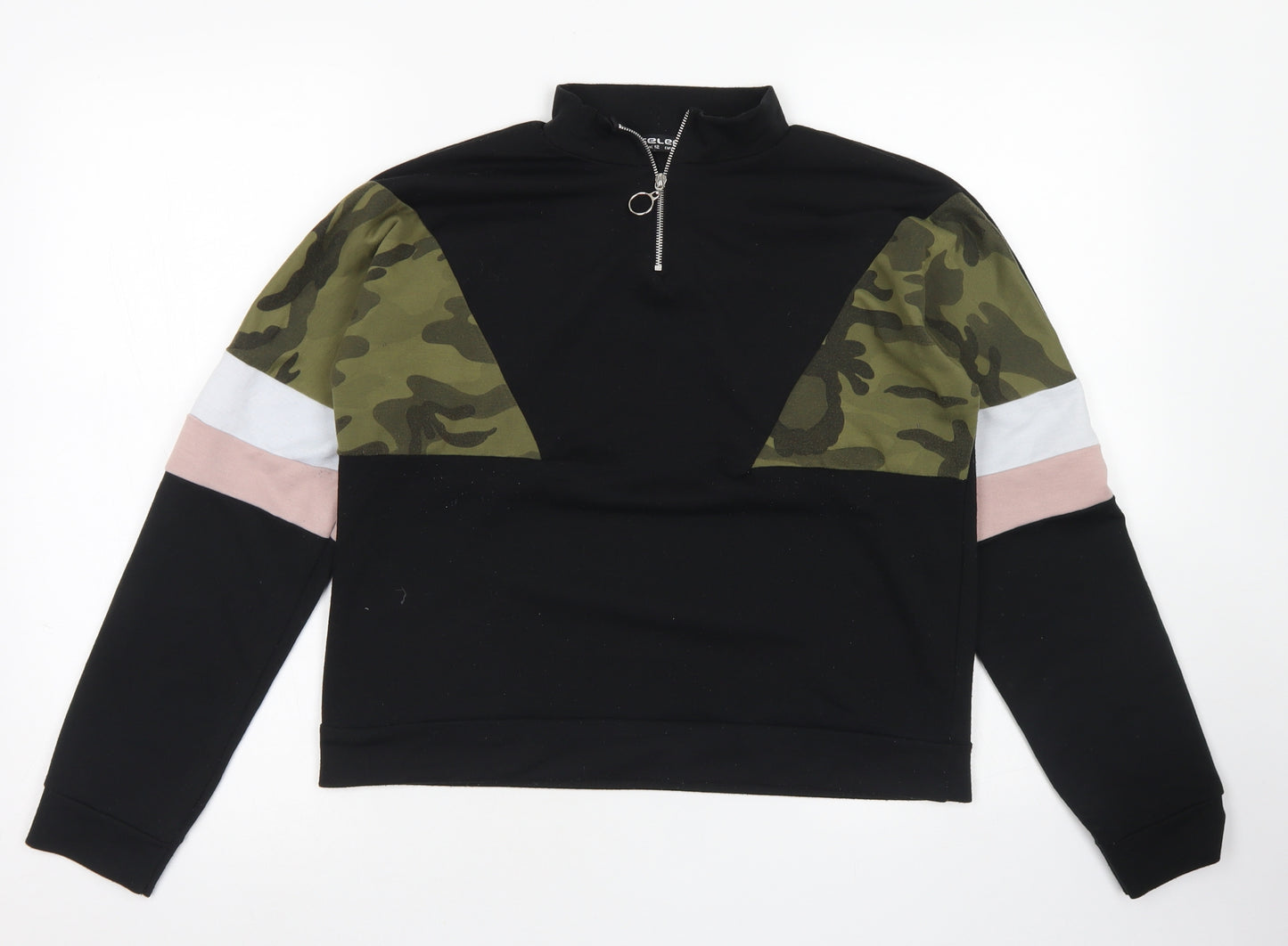 Select Womens Black Colourblock Polyester Pullover Sweatshirt Size 12