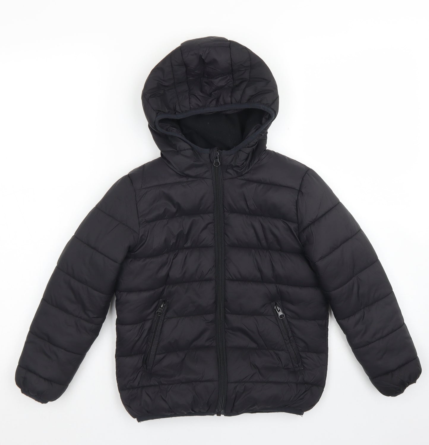 M&Co Boys Black   Puffer Jacket Coat Size 6-7 Years  Zip - Fleece Lined