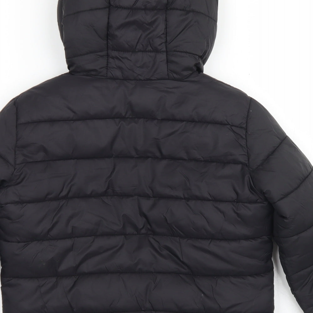 M&Co Boys Black   Puffer Jacket Coat Size 6-7 Years  Zip - Fleece Lined