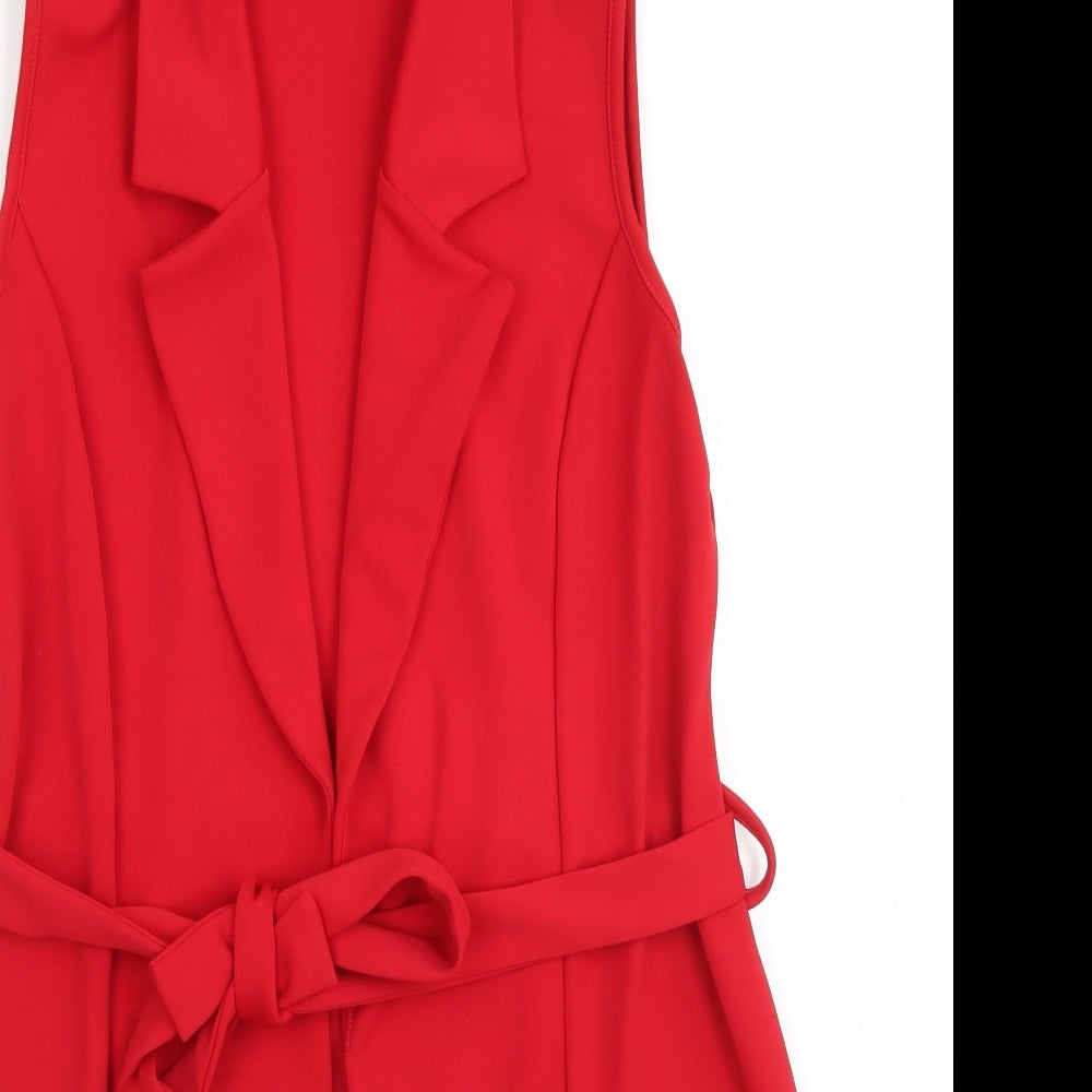 Missguided Womens Red   Gilet Jacket Size 10  Tie