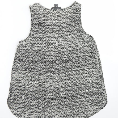 Primark Womens Black Argyle/Diamond Polyester Basic Blouse Size 10 Round Neck