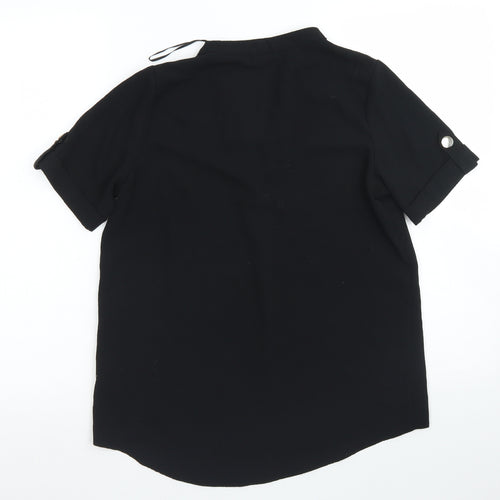 Select Womens Black  Polyester Basic Blouse Size 8 Round Neck