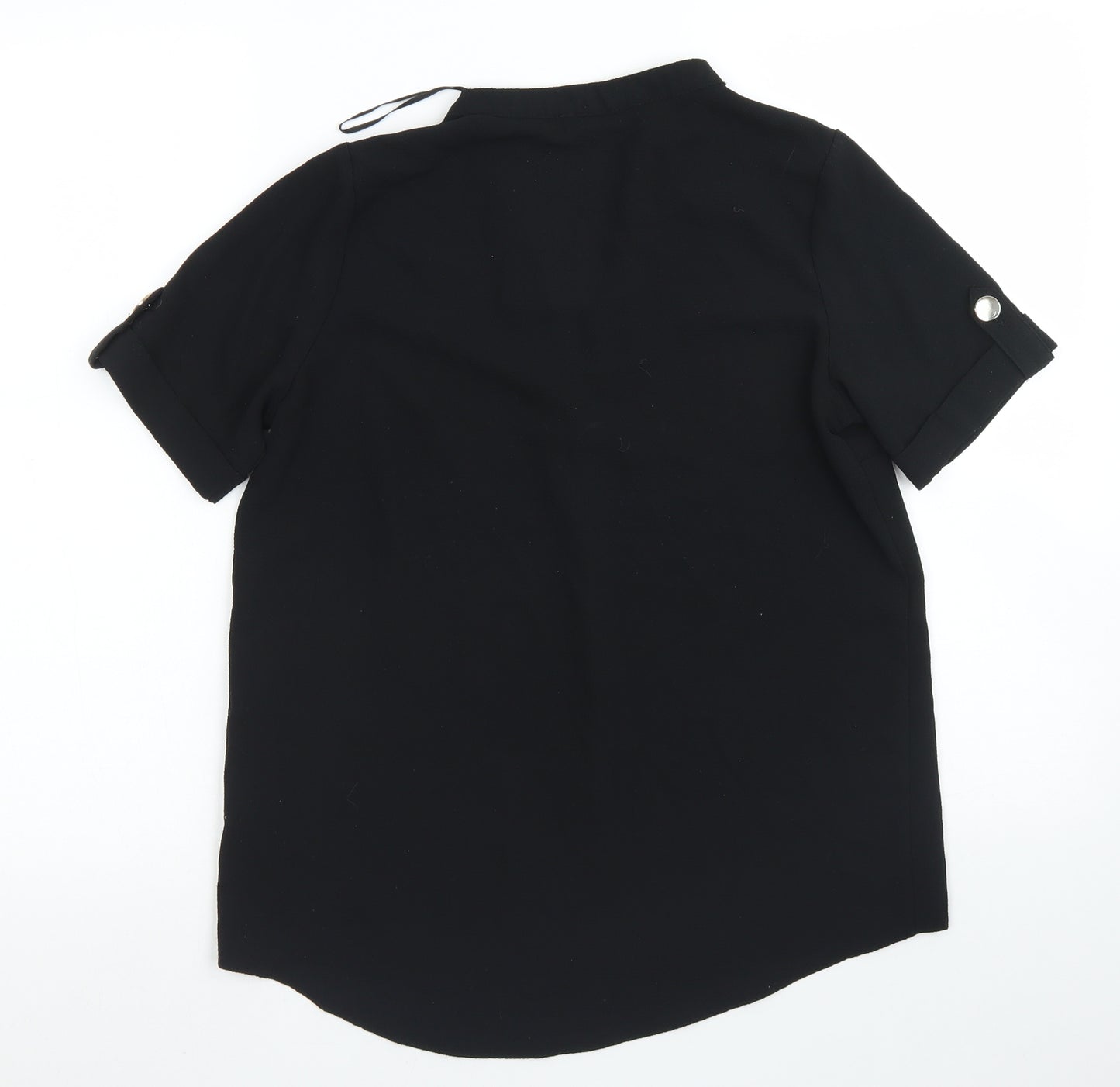 Select Womens Black  Polyester Basic Blouse Size 8 Round Neck