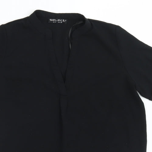 Select Womens Black  Polyester Basic Blouse Size 8 Round Neck