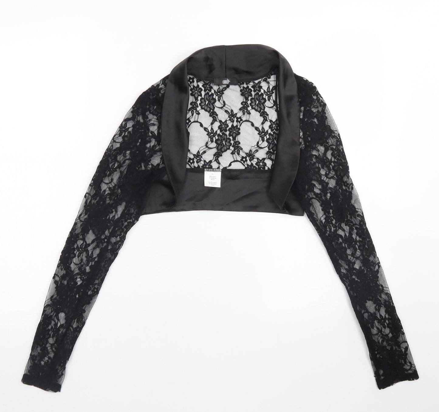 BB Womens Black Collared  Nylon Cardigan Jumper Size M   - Bolero
