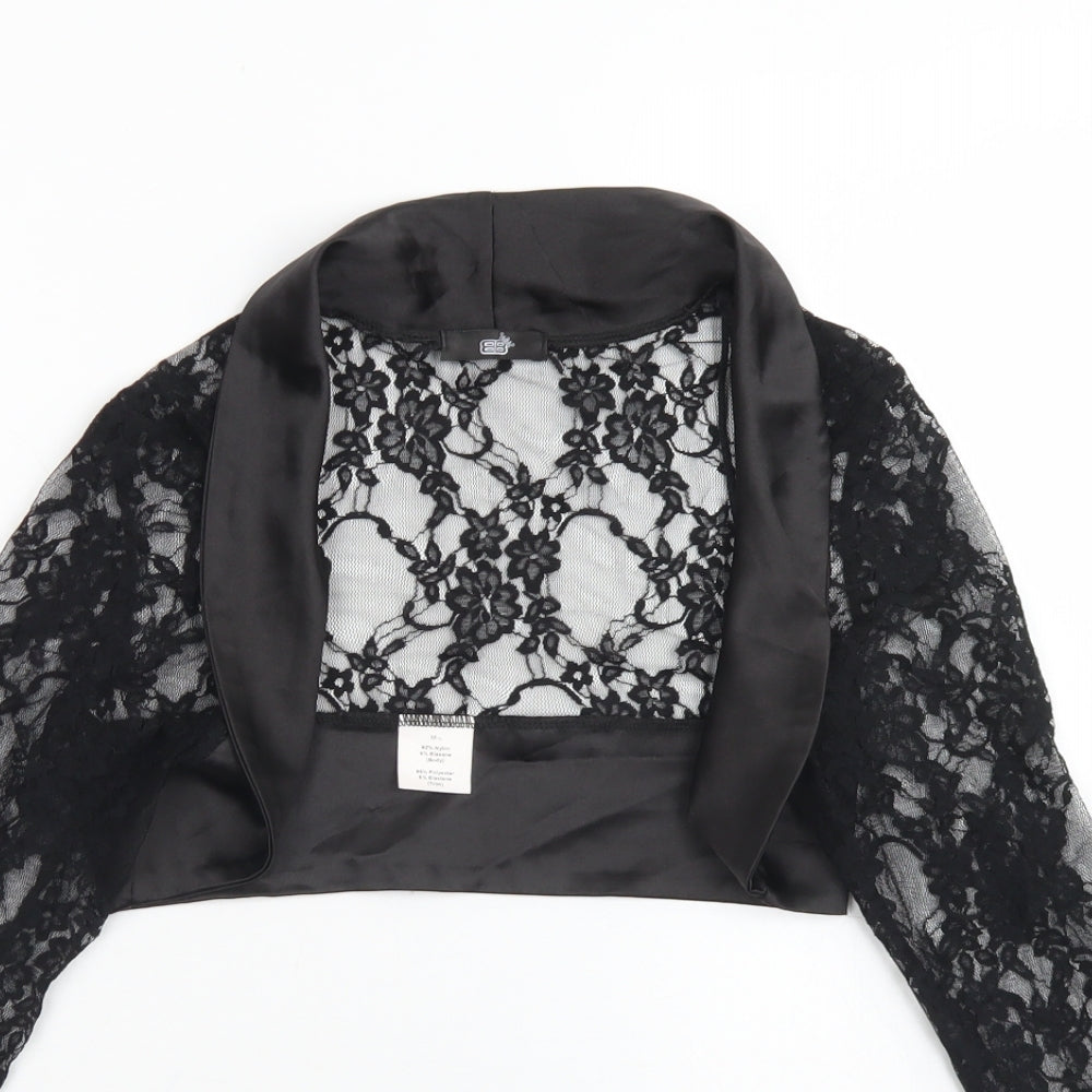BB Womens Black Collared  Nylon Cardigan Jumper Size M   - Bolero