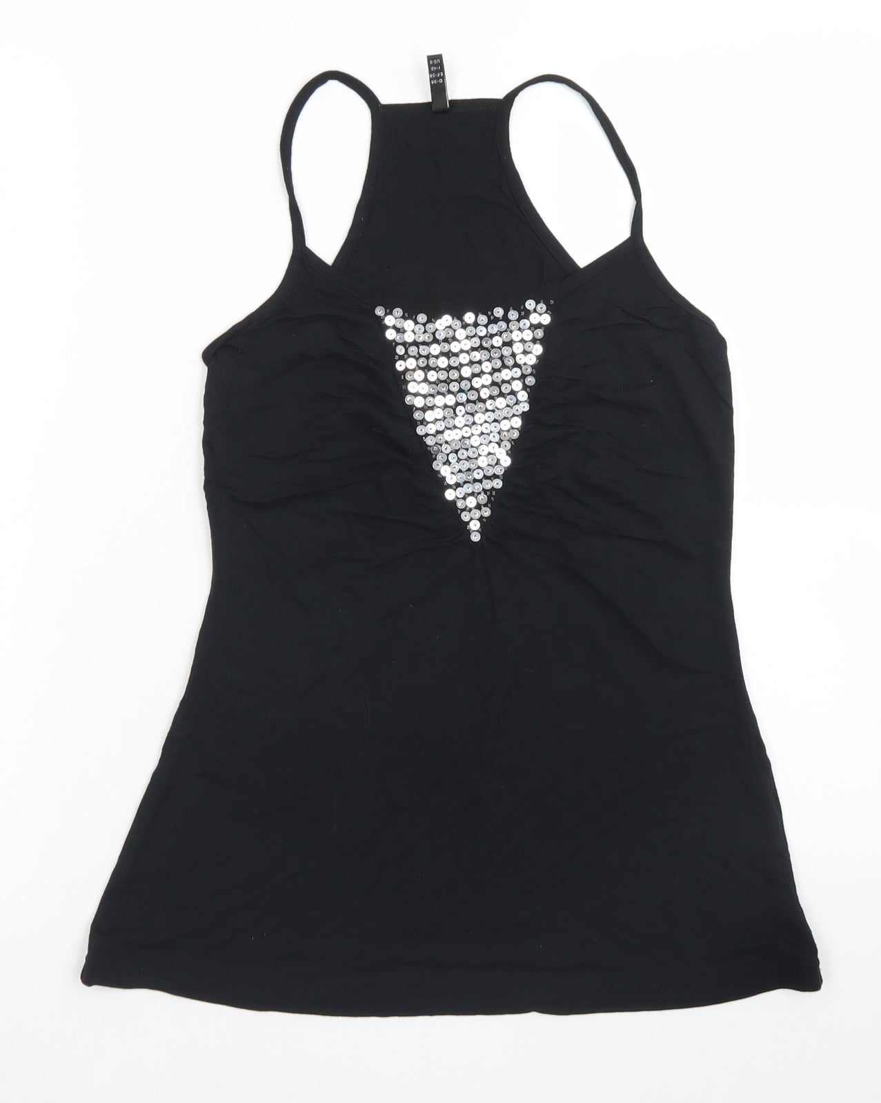 Samisu Womens Black  Polyester Camisole T-Shirt Size 10 Round Neck