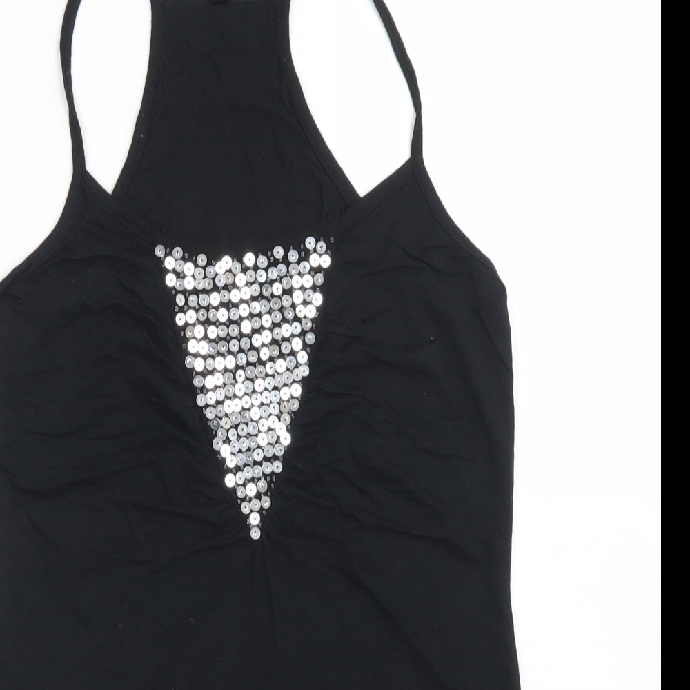 Samisu Womens Black  Polyester Camisole T-Shirt Size 10 Round Neck