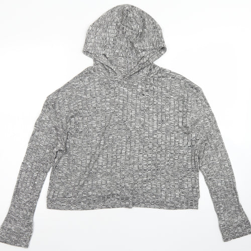 Boohoo Womens Grey  Polyester Pullover Hoodie Size M   - cropped