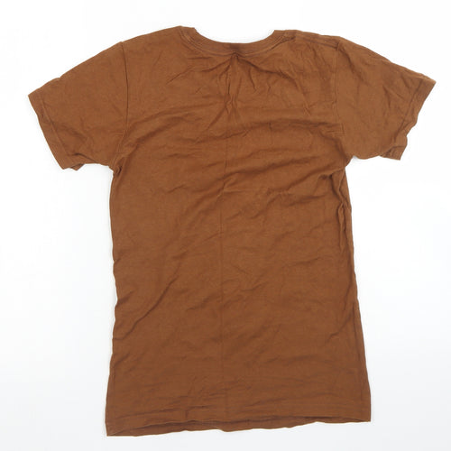 M&M's Womens Brown  Cotton Basic T-Shirt Size XS Crew Neck