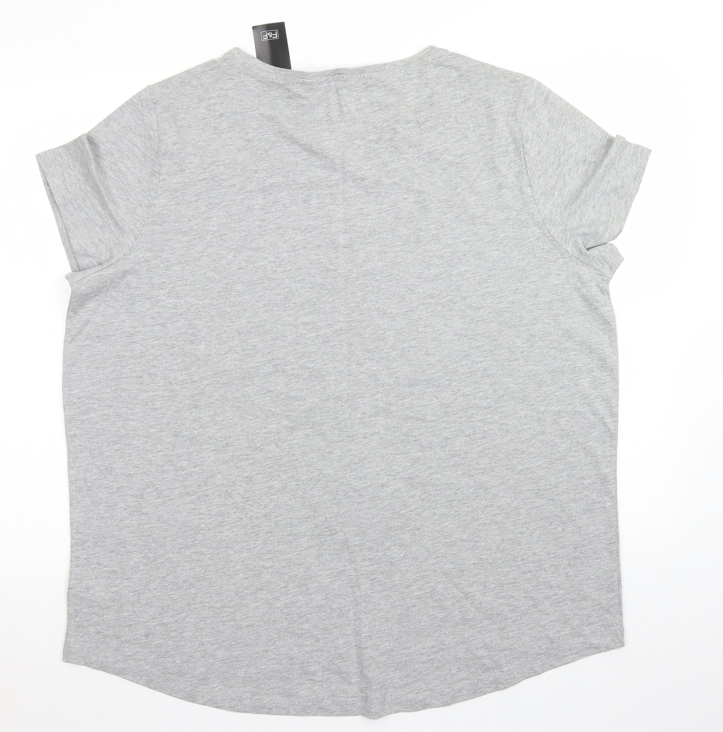 F&F Womens Grey  Cotton Basic T-Shirt Size 22 Crew Neck
