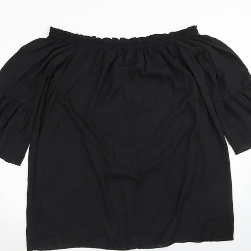 Zanzea Womens Black  Polyester Basic Blouse Size 3XL Off the Shoulder - Bell Sleeve