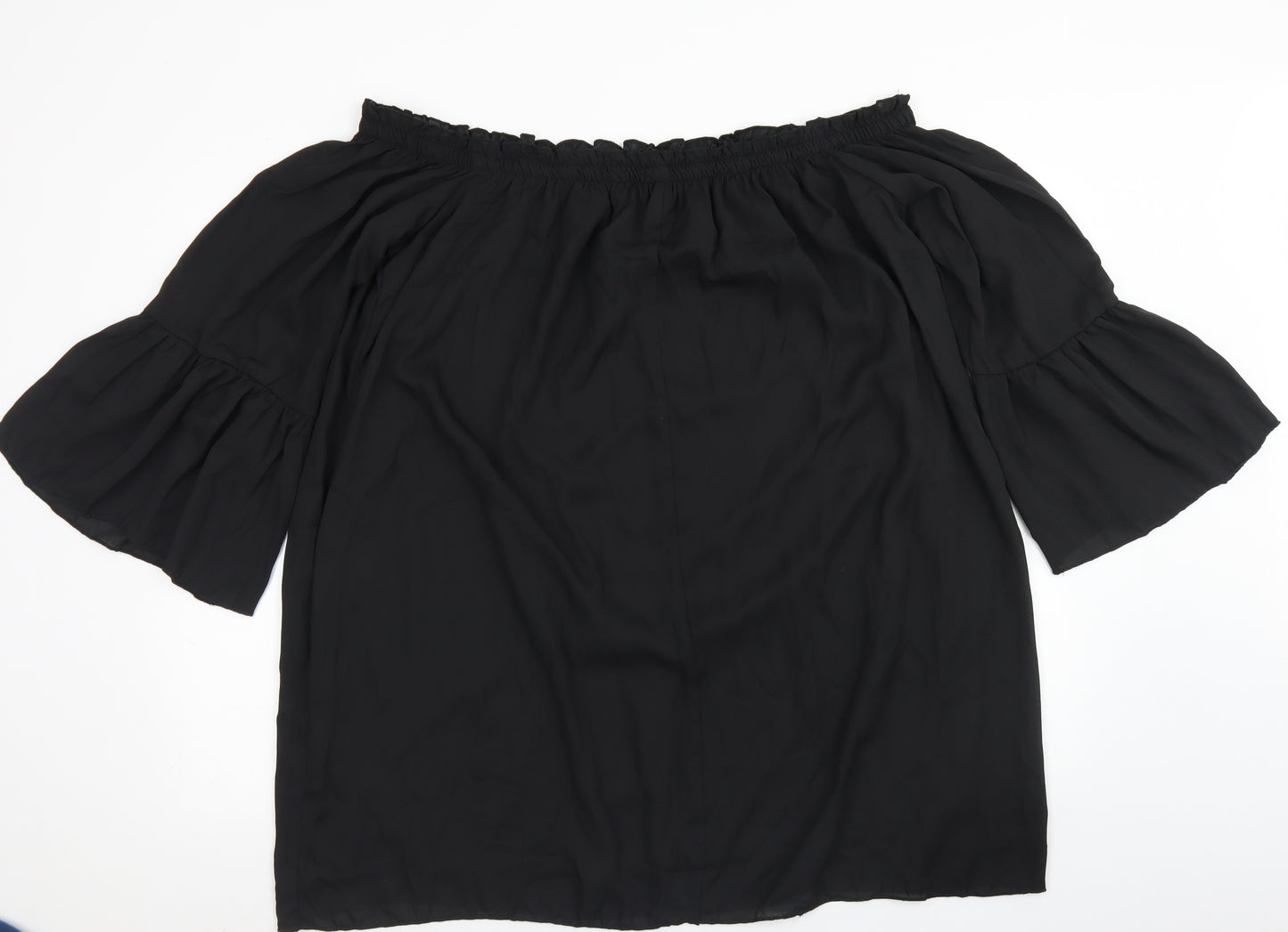 Zanzea Womens Black  Polyester Basic Blouse Size 3XL Off the Shoulder - Bell Sleeve