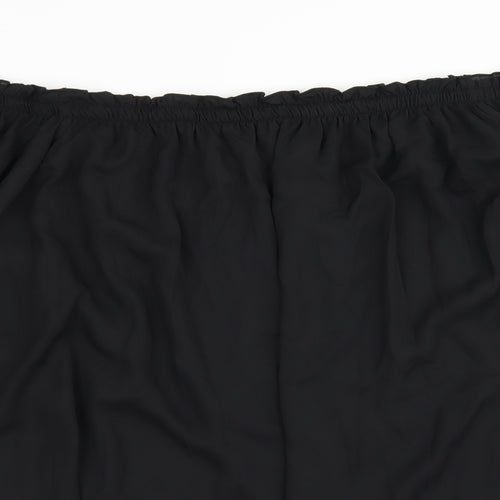 Zanzea Womens Black  Polyester Basic Blouse Size 3XL Off the Shoulder - Bell Sleeve