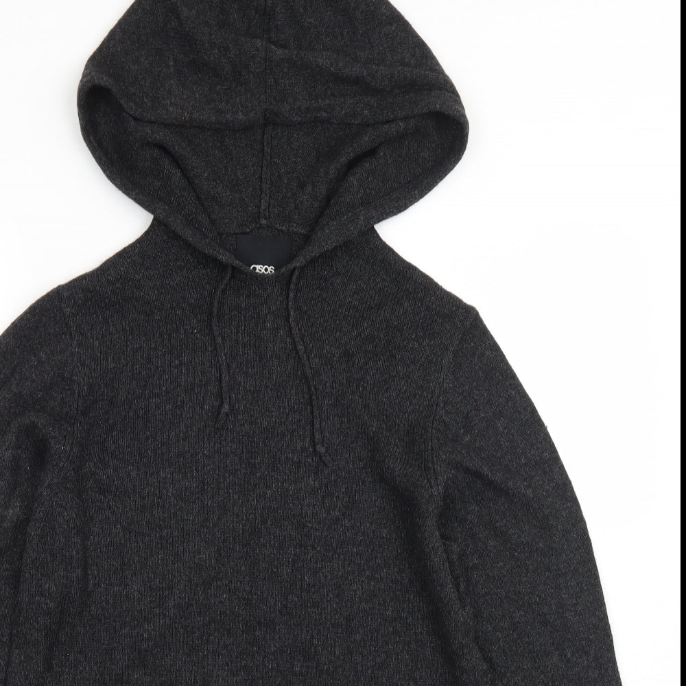 ASOS Mens Black  Cotton Pullover Hoodie Size XS