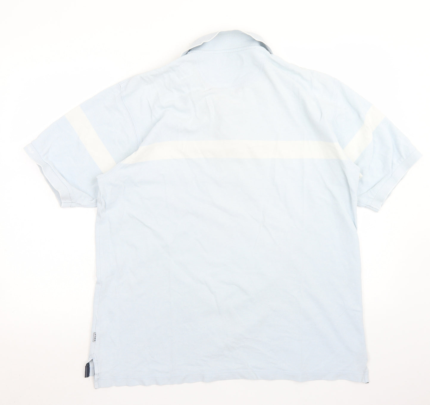 Maine Mens Blue Colourblock Cotton  Polo Size L Collared Button