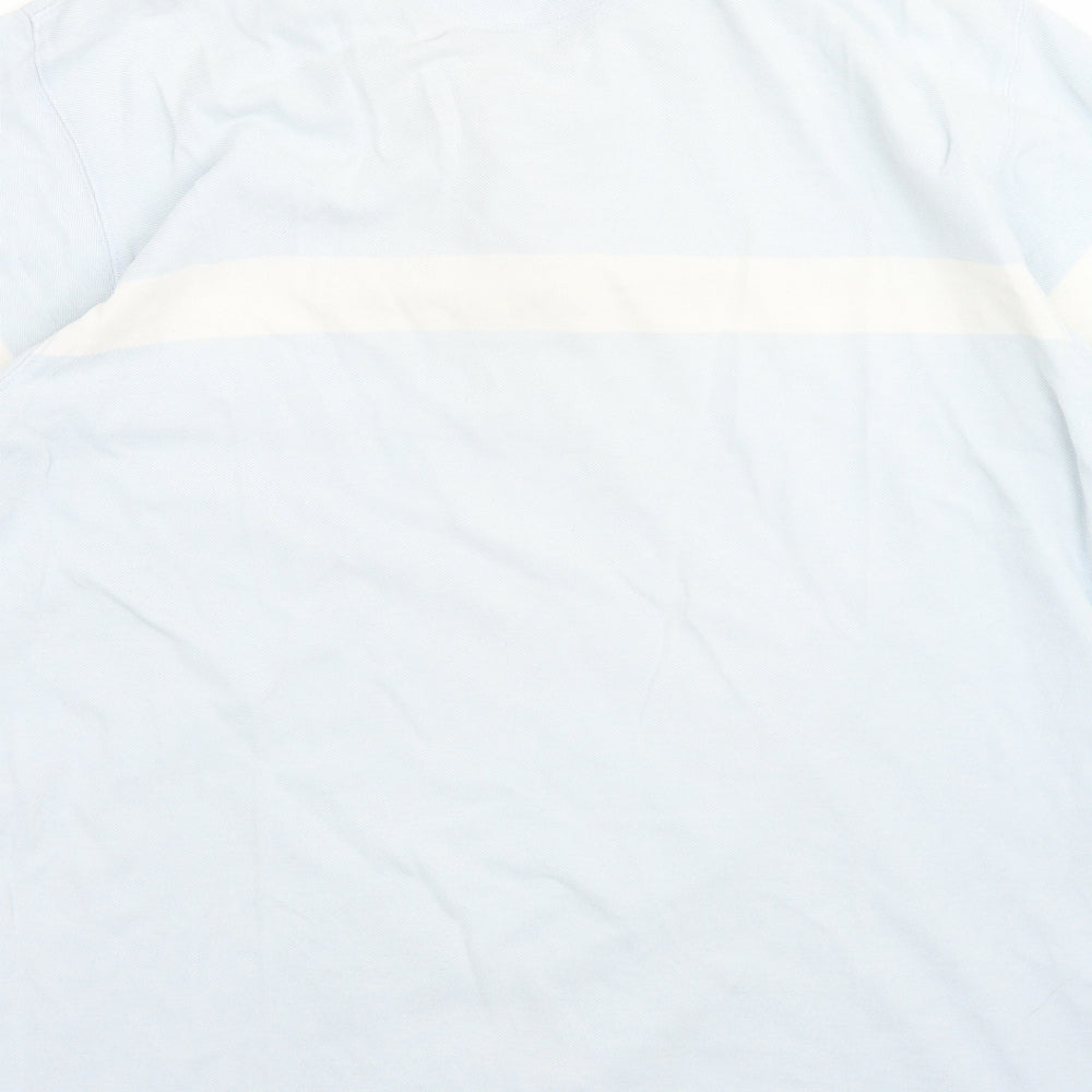 Maine Mens Blue Colourblock Cotton  Polo Size L Collared Button