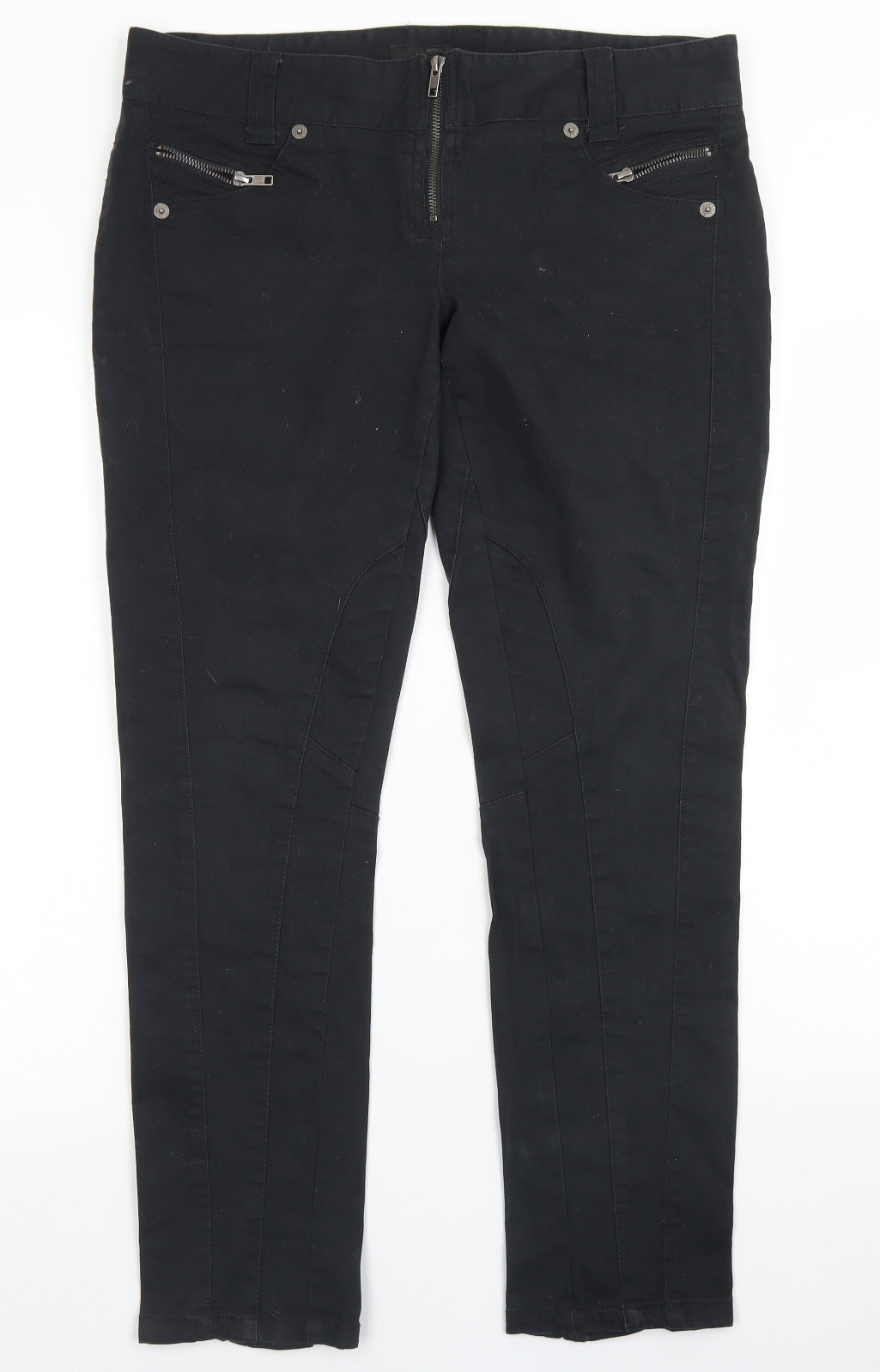 NEXT Womens Black  Cotton Straight Jeans Size 14 L28 in Regular Zip