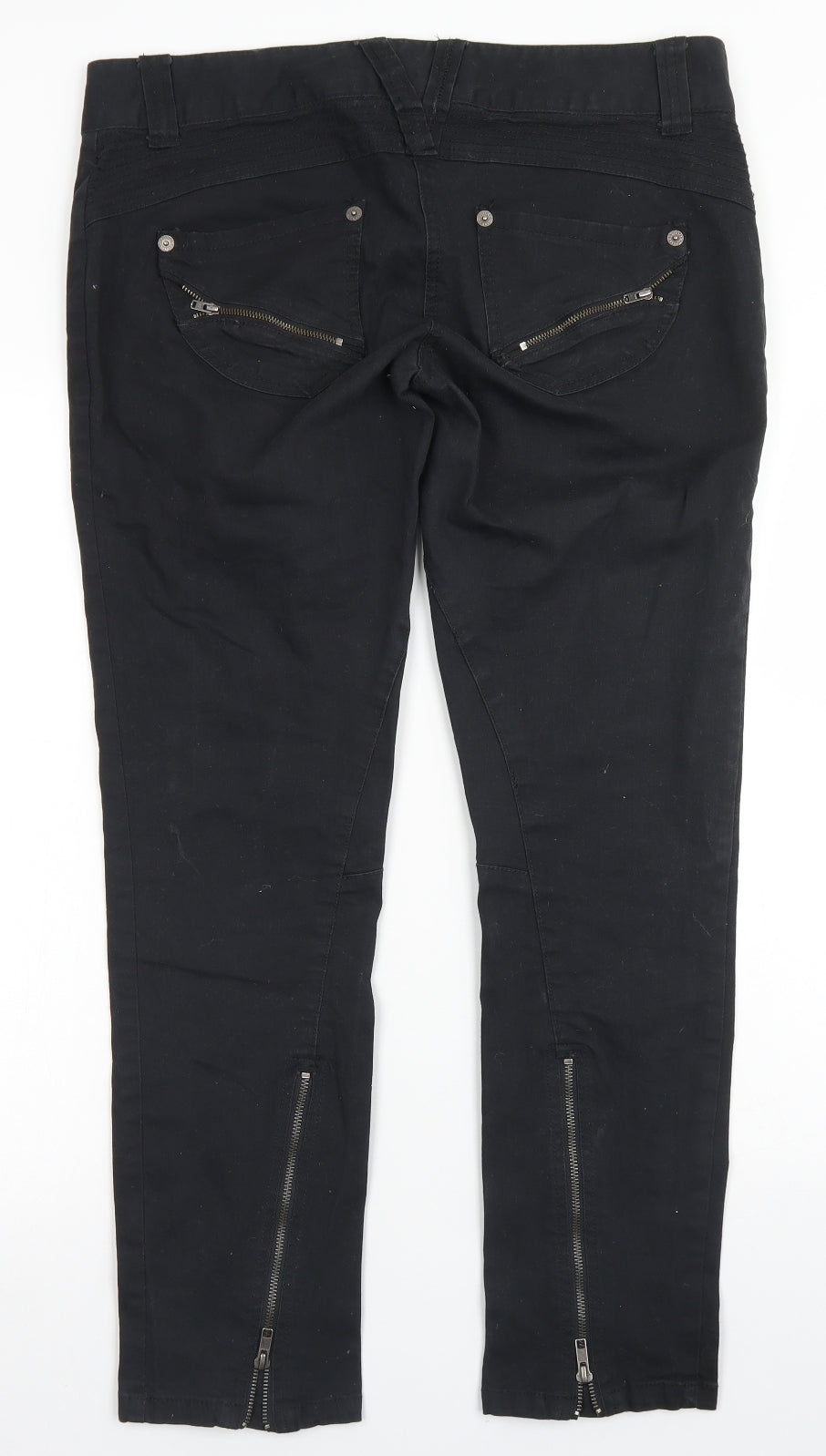 NEXT Womens Black  Cotton Straight Jeans Size 14 L28 in Regular Zip