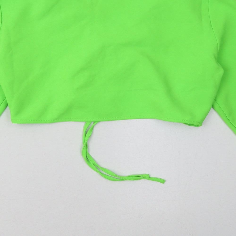 H&M Womens Green  Polyester Cropped Blouse Size M V-Neck