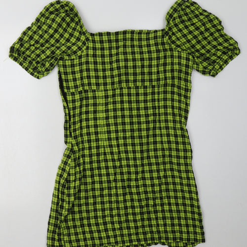 Noisy may Womens Yellow Check Cotton Bodycon  Size L  Off the Shoulder Pullover
