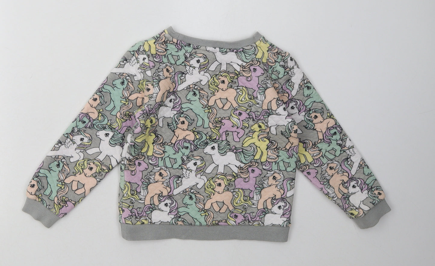 H&M Girls Grey Geometric Cotton Pullover Sweatshirt Size 5-6 Years  Pullover - hasbro