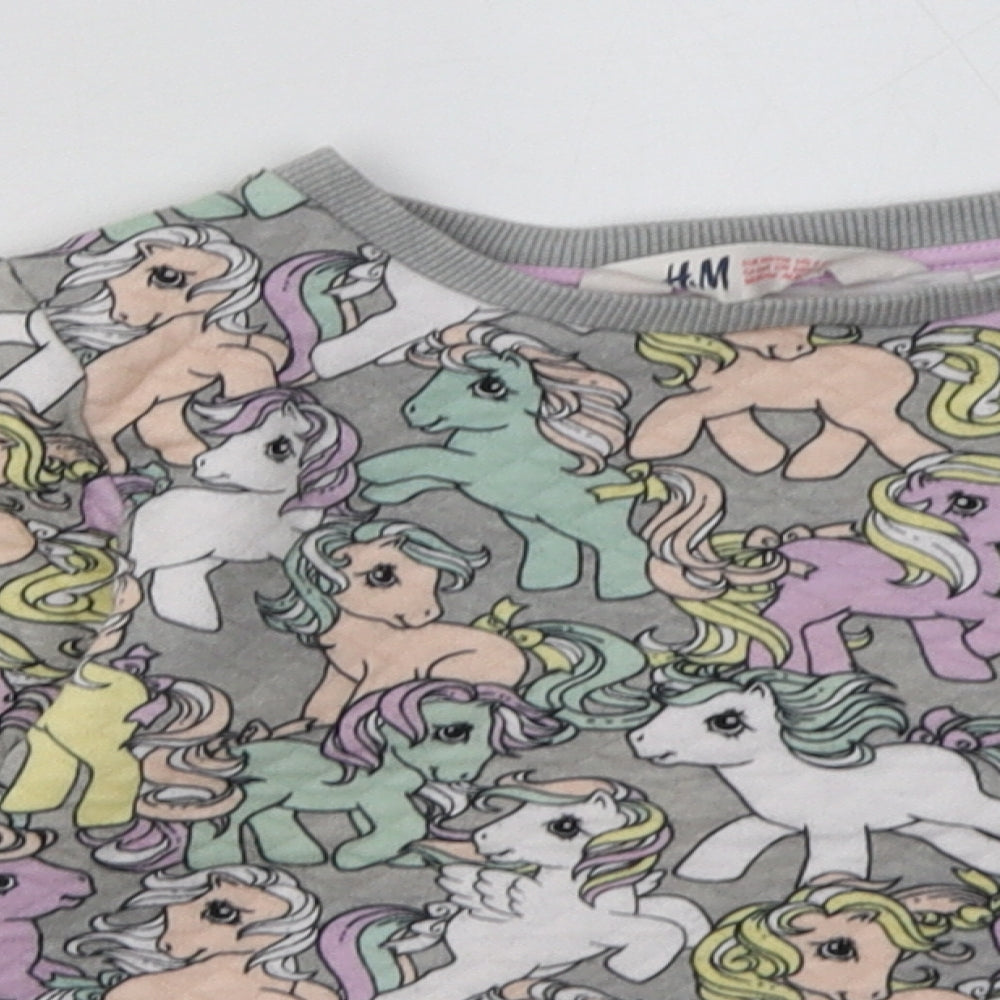 H&M Girls Grey Geometric Cotton Pullover Sweatshirt Size 5-6 Years  Pullover - hasbro