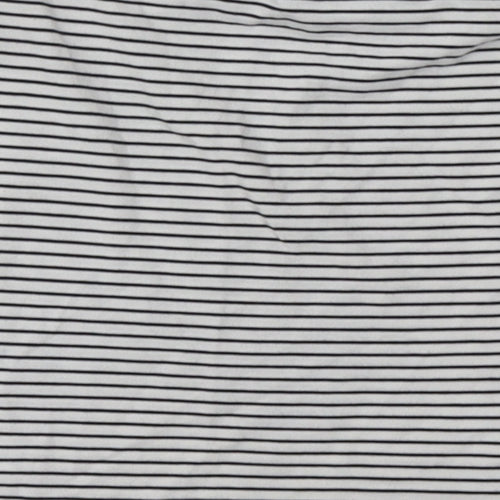 Topshop Womens White Striped Cotton Basic T-Shirt Size 10 Off the Shoulder
