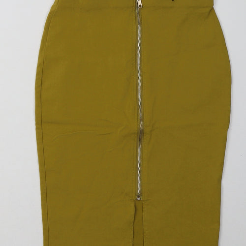 Primark Womens Yellow  Viscose A-Line Skirt Size 8   Zip