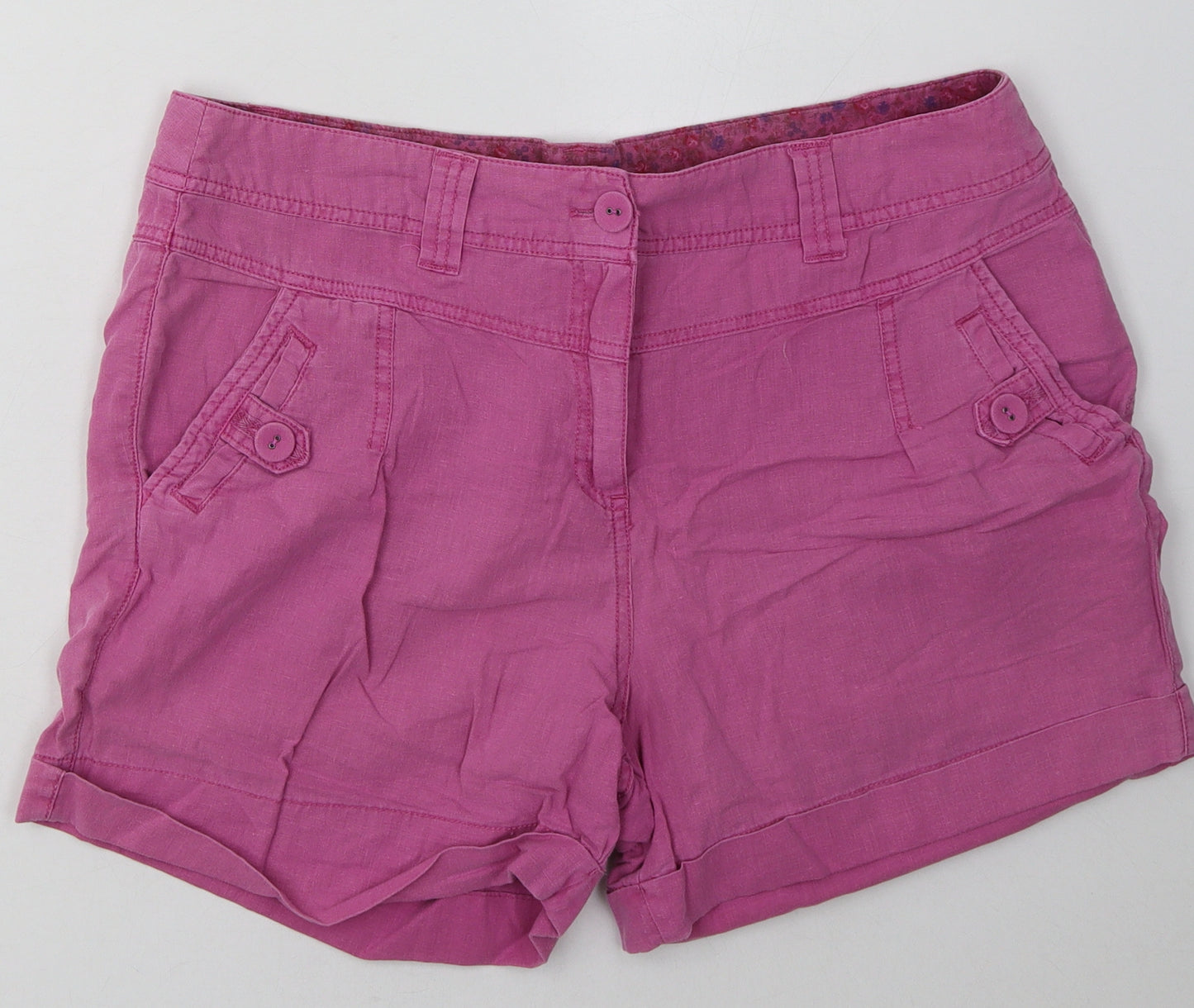 M&Co Womens Pink  Linen Sweat Shorts Size 16 L8 in Regular Button
