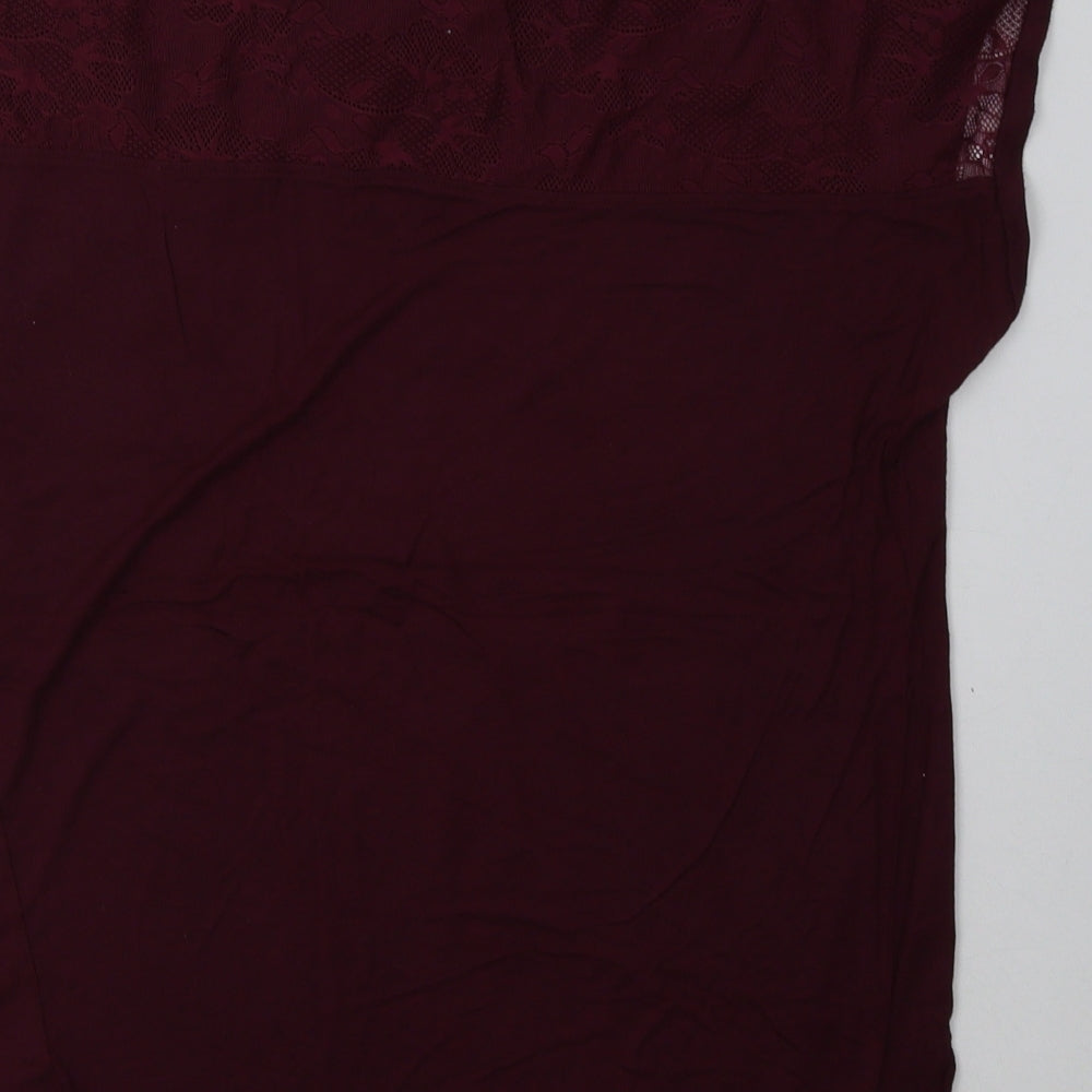 Only Womens Purple  Viscose Basic T-Shirt Size XL Crew Neck - Lace Detail