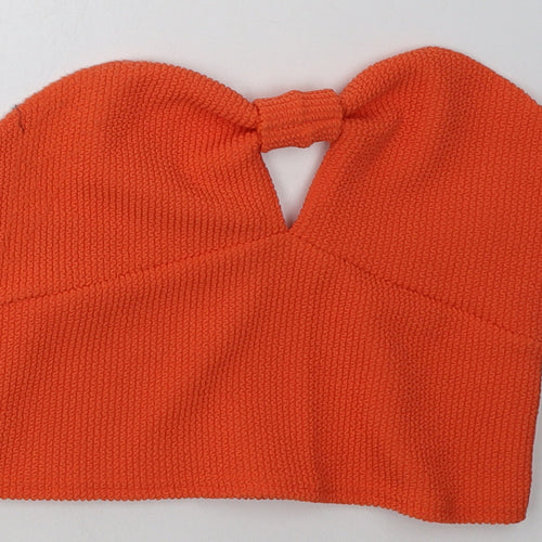 Boohoo Womens Orange  Polyester Cropped Tank Size 12 Off the Shoulder