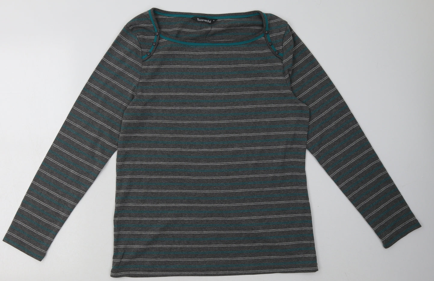 bonmarch Womens Grey Striped Polyester Pullover Sweatshirt Size M  Pullover