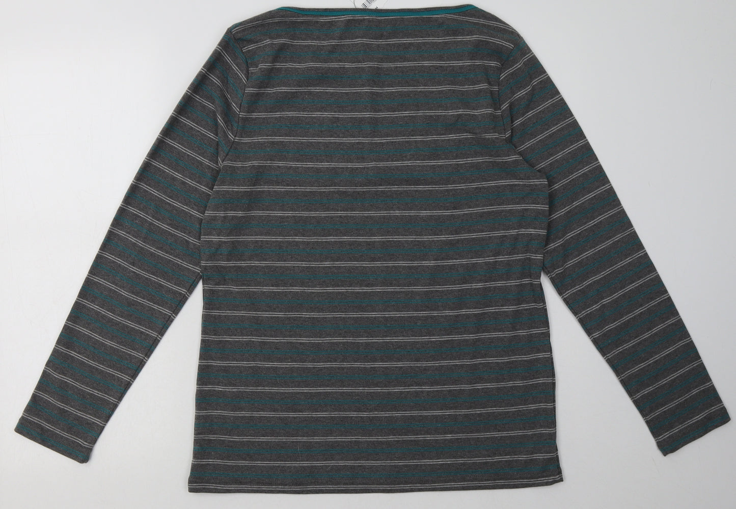 bonmarch Womens Grey Striped Polyester Pullover Sweatshirt Size M  Pullover