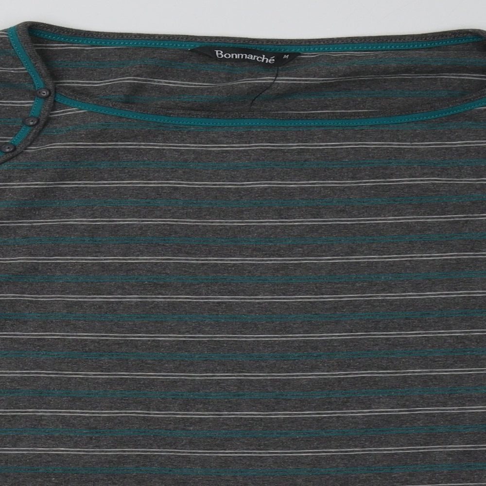bonmarch Womens Grey Striped Polyester Pullover Sweatshirt Size M  Pullover