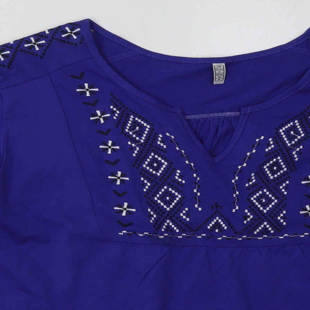 Preworn Womens Purple Geometric Cotton Pullover Sweatshirt Size 14  Pullover