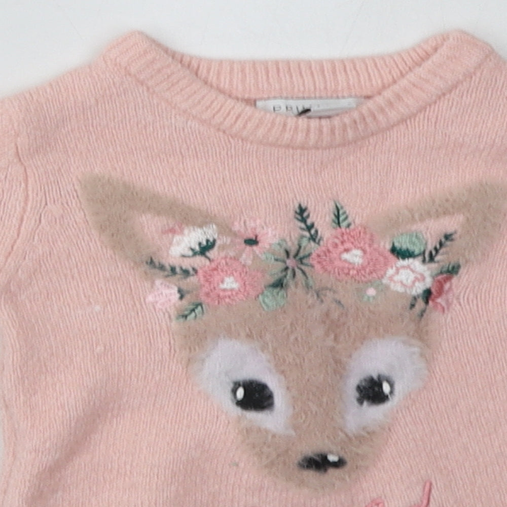 Primark Girls Pink  Acrylic Jumper Dress  Size 2 Years  Crew Neck Pullover - wild