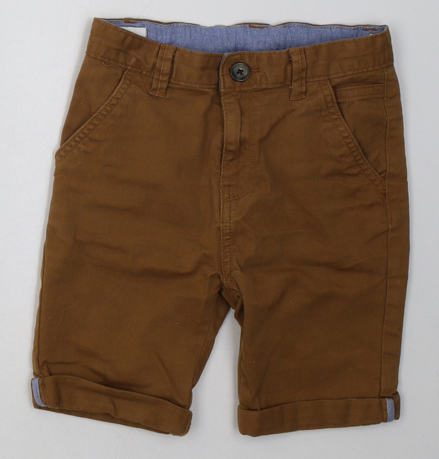 sainsburys Boys Brown  Cotton Chino Shorts Size 7 Years  Regular Buckle