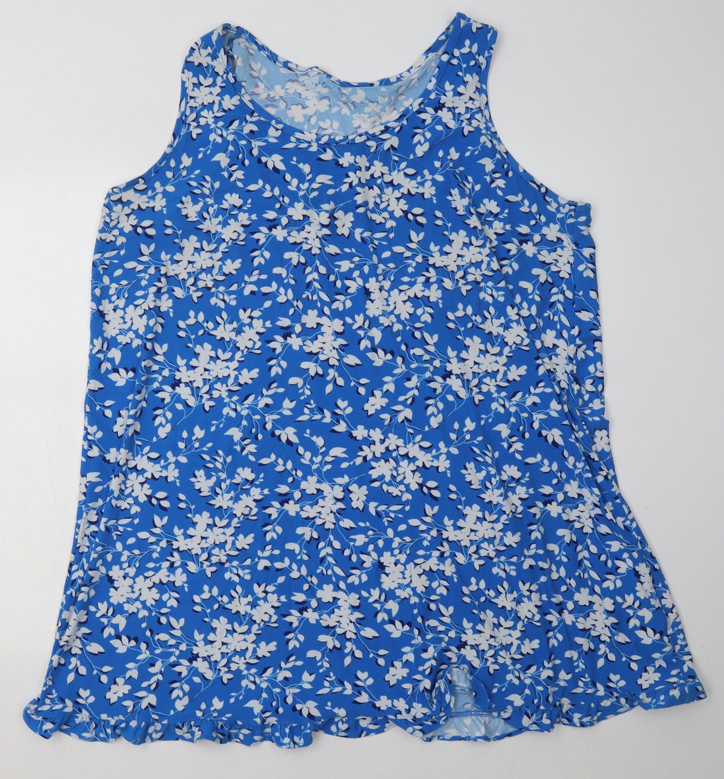 Draper Womens Blue Floral Polyester A-Line  Size L  Scoop Neck Pullover