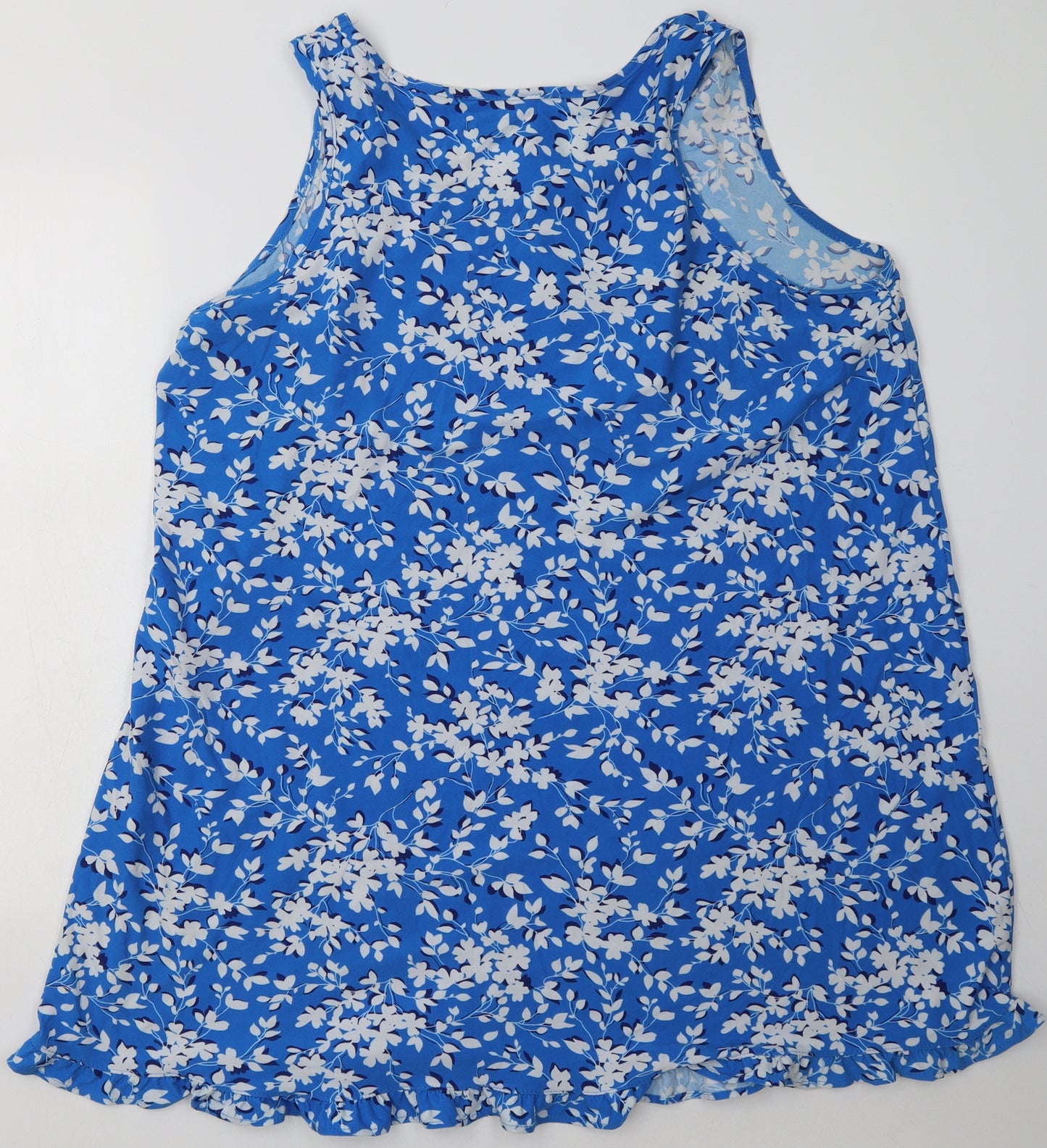 Draper Womens Blue Floral Polyester A-Line  Size L  Scoop Neck Pullover