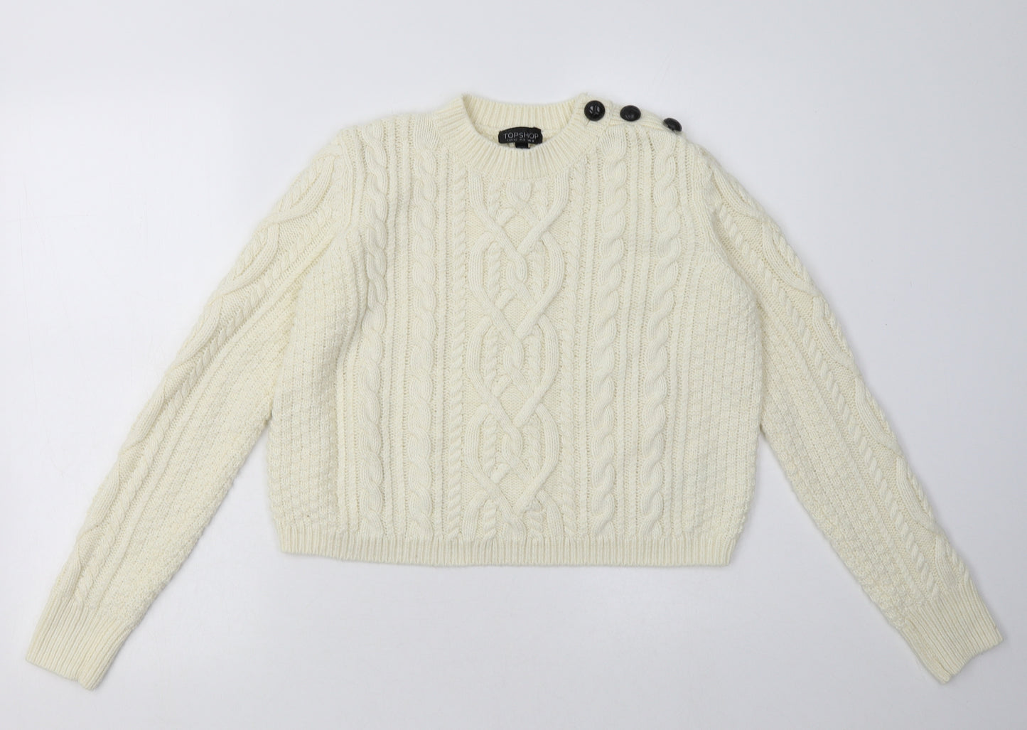 Topshop Womens White Argyle/Diamond Acrylic Pullover Sweatshirt Size 12  Pullover