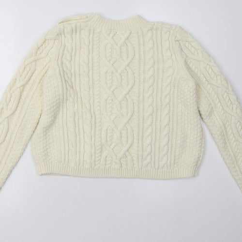 Topshop Womens White Argyle/Diamond Acrylic Pullover Sweatshirt Size 12  Pullover