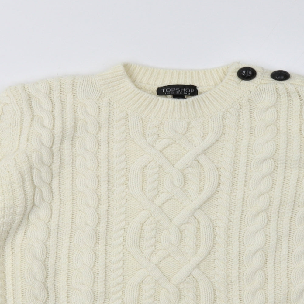 Topshop Womens White Argyle/Diamond Acrylic Pullover Sweatshirt Size 12  Pullover