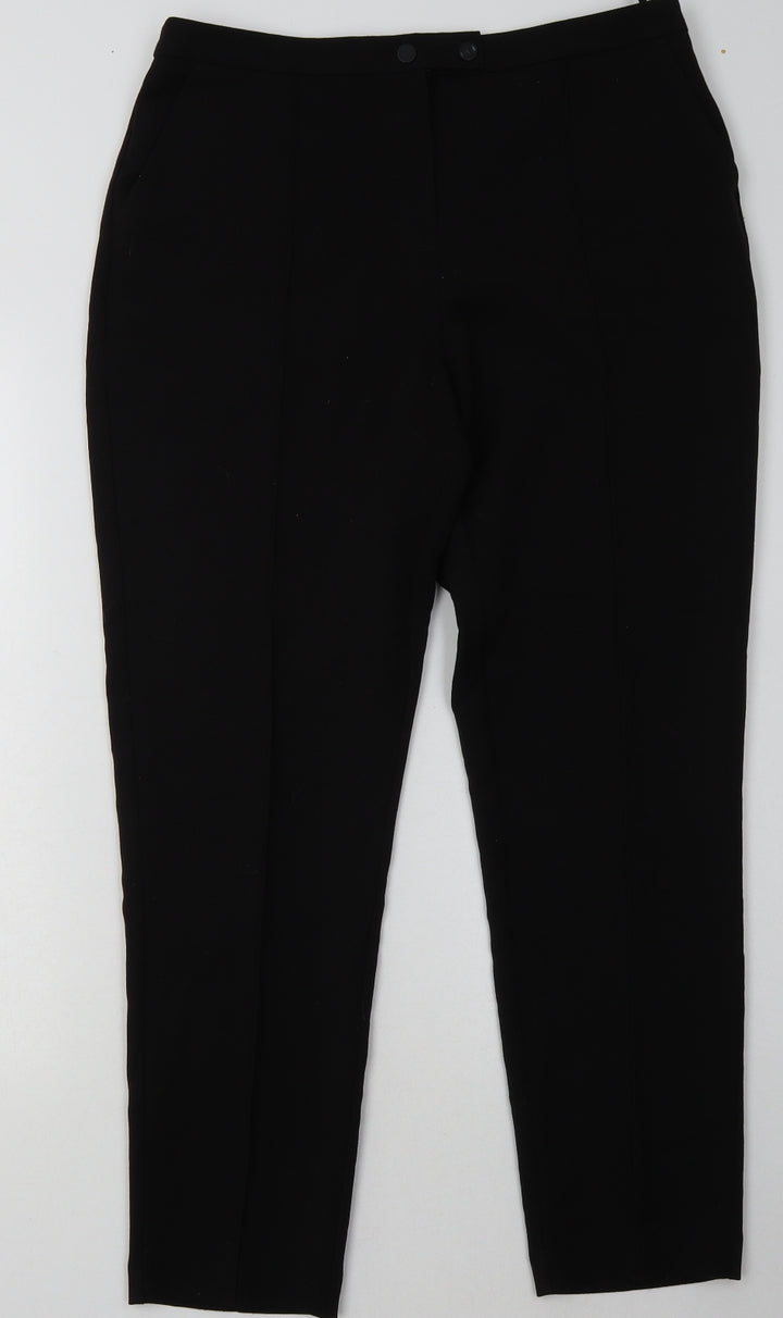F&F Womens Black Polyester Trousers Size 12 L31 in Regular Buckle
