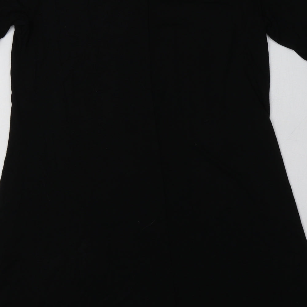 Matalan Womens Black Floral Viscose A-Line  Size 10  V-Neck Pullover